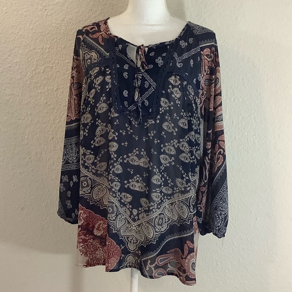 Vantarsi Tops - Vantarsi Boho floral flowy tunic top blouse 3X Plus